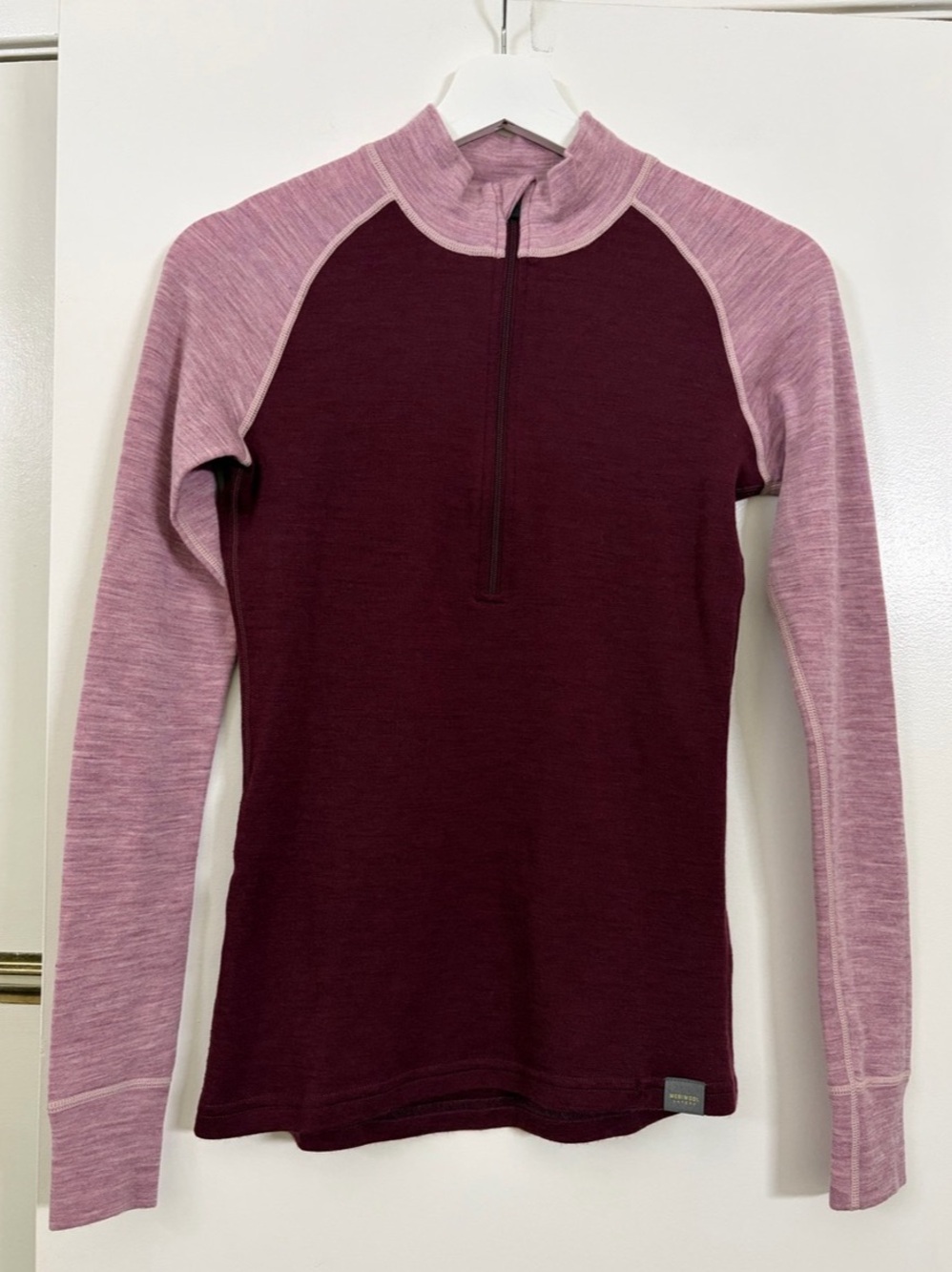 [READ] MERIWOOL Layers 250g Merino Wool Half Zip Base Layer Top S Burgundy Pink